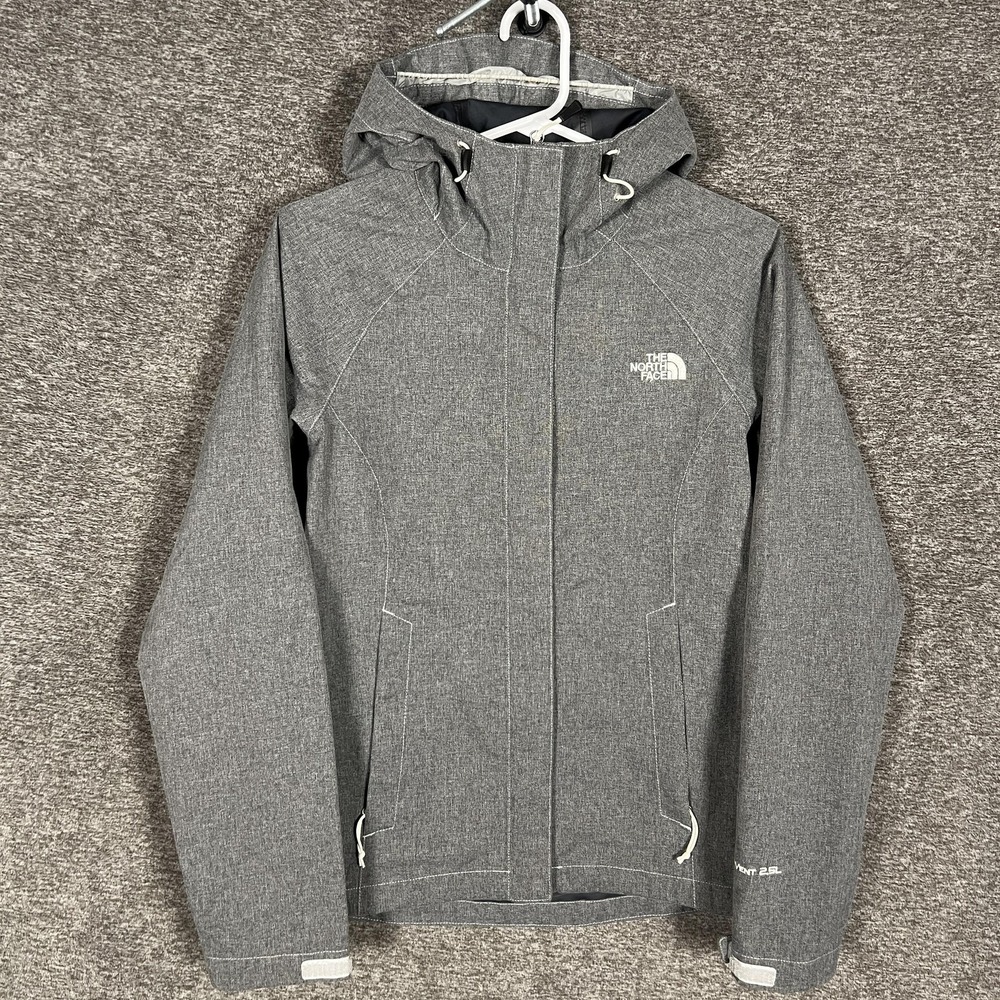 The North Face HyVent 2.5L Jacket Womens XS Gray Hooded Waterproof Rain Coat‎
